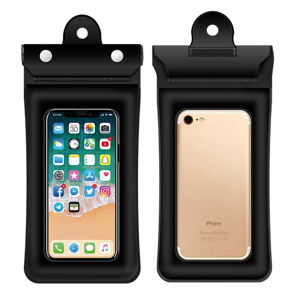 Cross-border new three-layer sealed Velcro mobile phone waterproof bag touch screen three-fold airbag inflatable waterproof mobile phone case