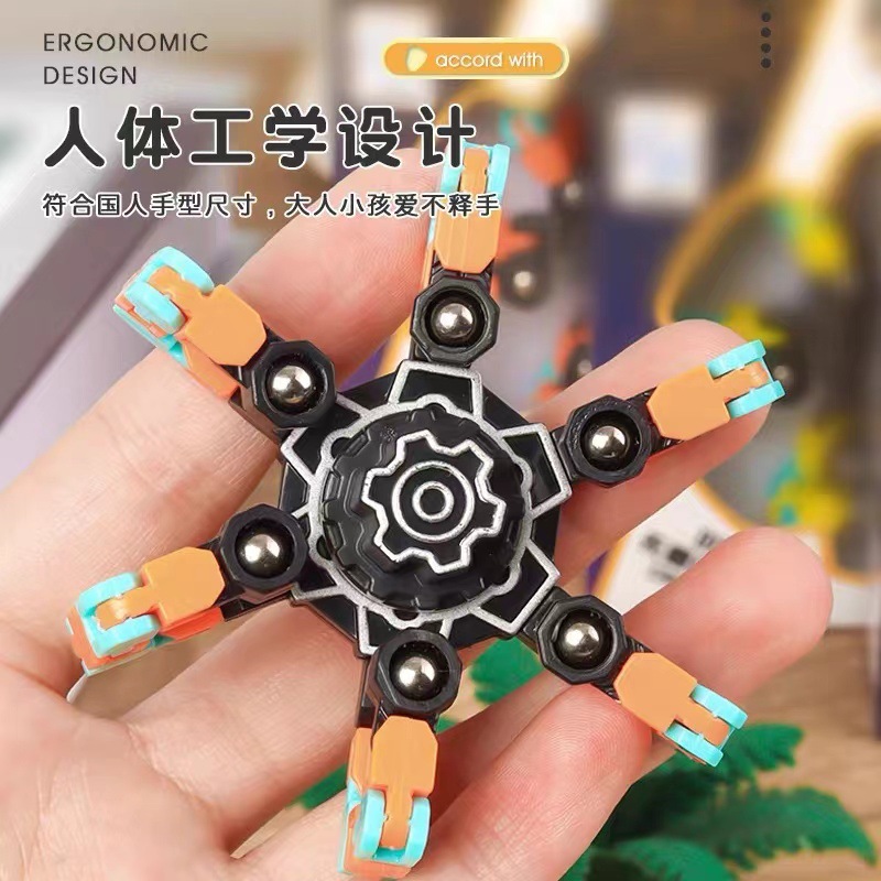 The same model finger mechanical top cross-border new creative stress-relief glow-in-the-dark transforming finger top street vendor toy