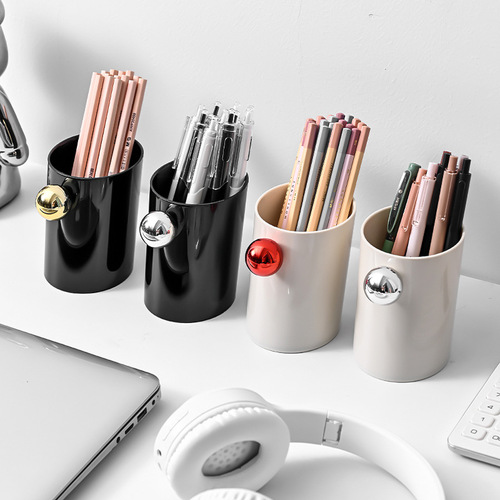 Creative oblique plug-in cute pen holder, large-capacity student desktop stationery holder, office high-looking storage pen holder