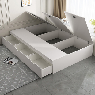 ♤ No Bedside Bed Box, High Box Storage, Solid Storage, Tatami Bed, Small Apartment Single Bed, Modern