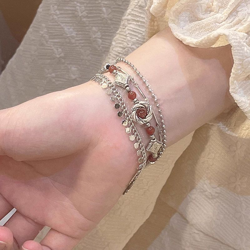 Miao Jiang Lotus Dance Girl's Alien Ethnic Bracelet 2024 Chinese Niche Design Multi-layer Retro Miao Jiang Girl Bracelet