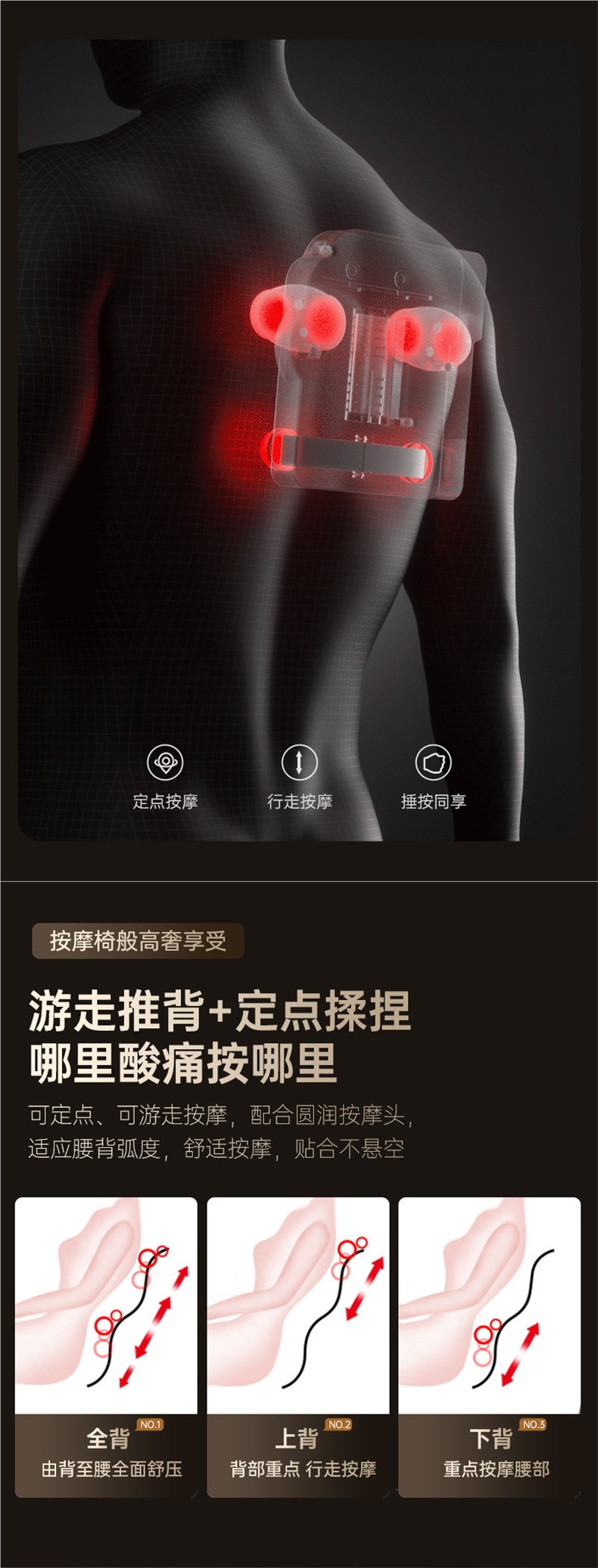 Kalenshi S308 massage cushion for back, waist, cervical spine, and whole body, multifunctional massager for chair, car, and home use