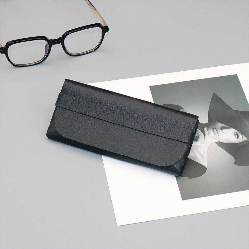 Customized Link Soft Leather Glasses Case, Simple Sunglasses Case, Oblique Sunglasses Case, Glasses Bag, Retro Literary Glasses Collection