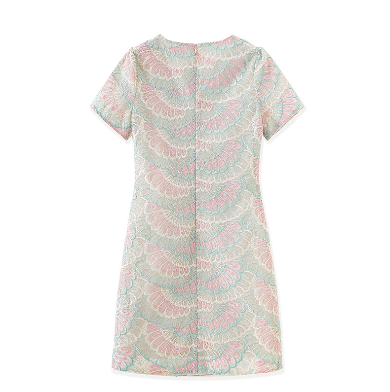 Váy maxi nữ thêu họa tiết lông vũ organza tay ngắn — mơ chi tiết 16