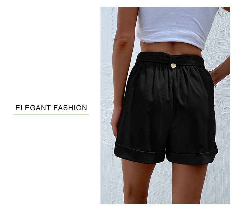 Yksiväriset löysät nauhanauhat Rento työmatkan leveälahkeiset shortsit_voghion.com