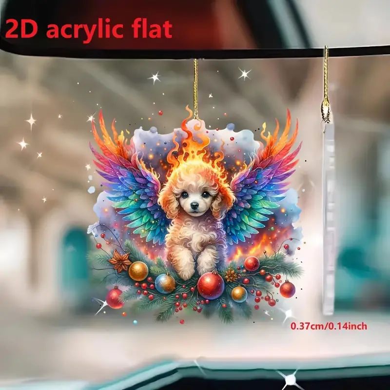 Navidad acrílico perro de llama navideño colgante plano transfronterizo nuevo colgante de decoración de espejo retrovisor