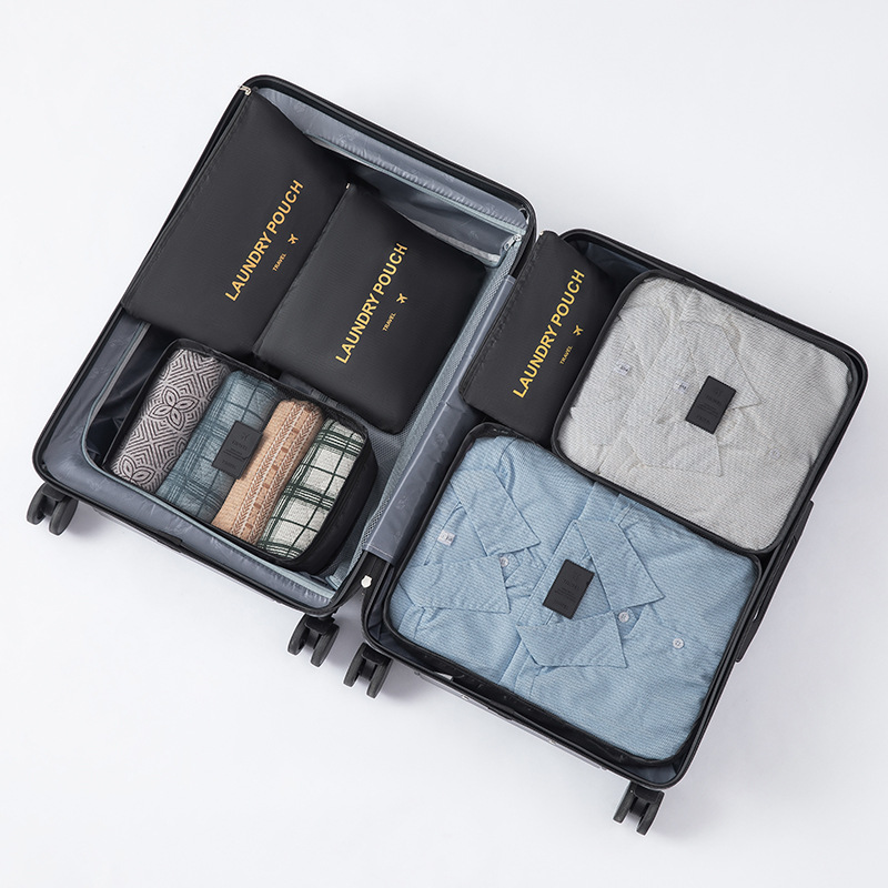 Set de organización de viaje, bolsas cuadradas Oxford para ropa y accesorios, 6 piezas.