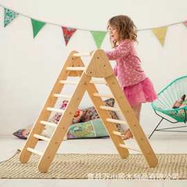 室内秋千攀岩组合感统训练床边彩虹滑梯木制玩具架儿童木制攀爬架
