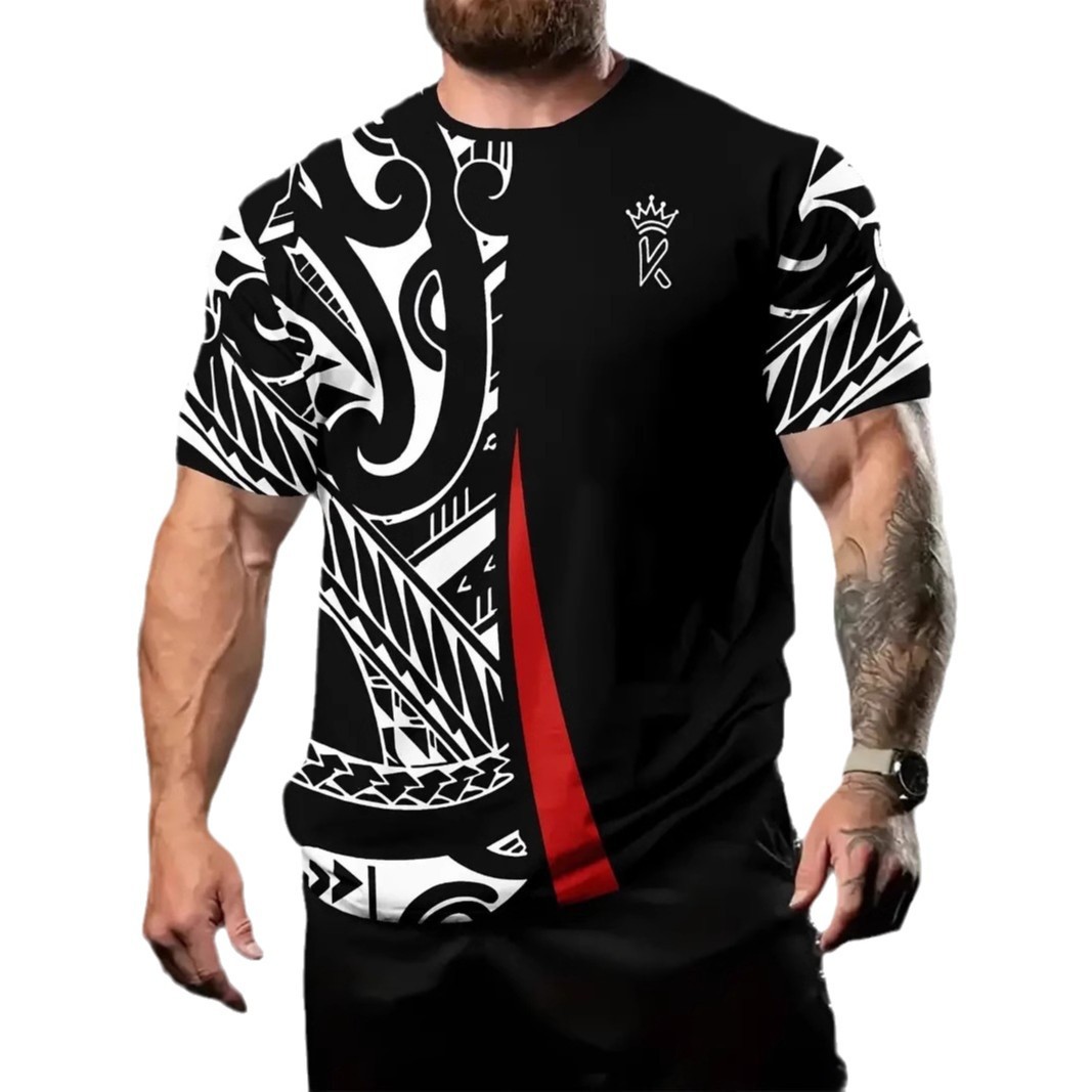 High Street Abstract Crown KING Graffiti 3D Print Camiseta de cuello redondo de manga corta suelta y transpirable de verano para hombre