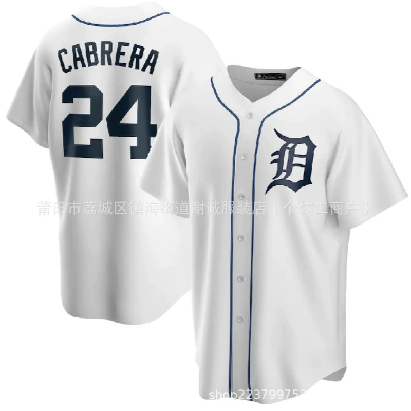 Бейсбольная майка MLB №28 Báez, №24 Cabrera, майка Tigers, команда Tigers