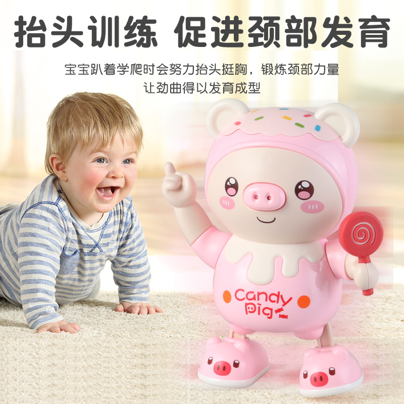 Entrega de una pieza baile eléctrico pequeño cerdo lindo muñeca de juguete música ligera swing cerdo puesto de mercado nocturno al por mayor