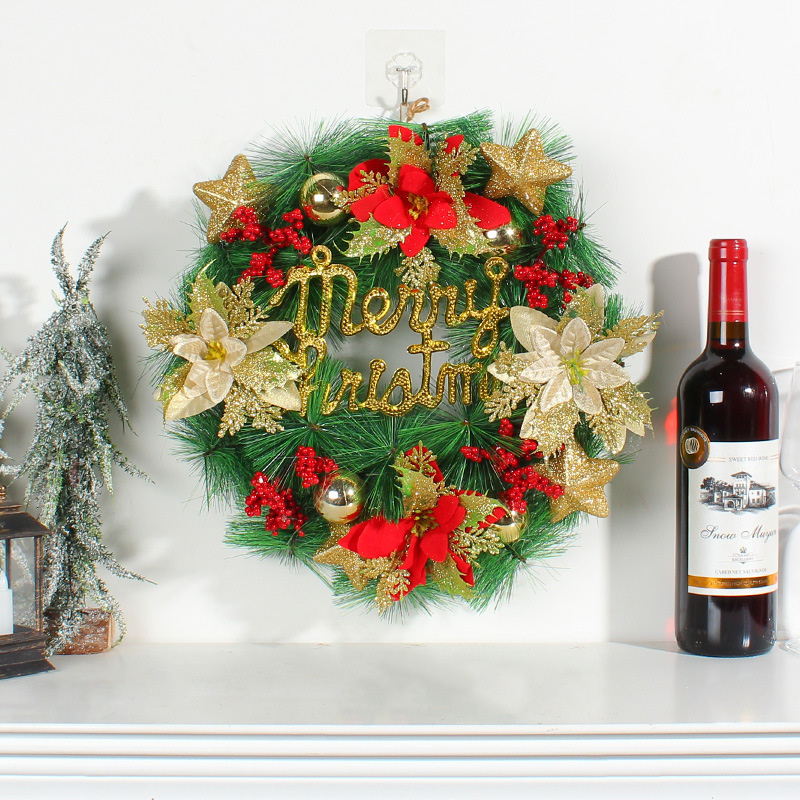 Hong Kong amor transfronterizo 35cm Navidad carta Garland Navidad simulación Pino aguja ratán anillo centro comercial ventana decoración puerta colgante