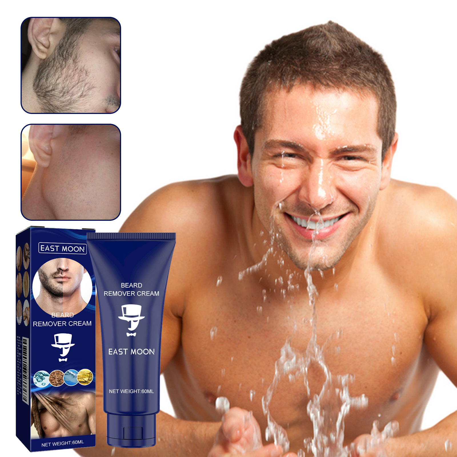 East Moon Men's Hair Removal Cream Beard Chest Hair Axillary Hair Gentle Daily Cleansing Smooth Skin Hair Removal Cream