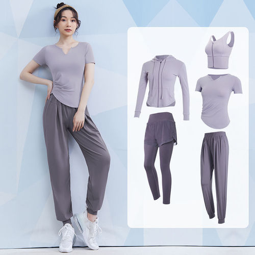 Women's Fitness Suit Set, Quick-Dry Summer Thin Large Size Running Training Yoga Sport Top and Bottom Loose Short-Sleeve T-Shirt