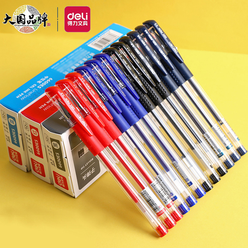 Deli 6600es Neutral Refill Black Red Blue Ink Blue 0.5 Bullet Black Pen Student Office Pen