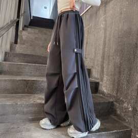 女童超好看韩系裤子春秋2025新款儿童运动裤初中生女孩大童阔腿裤