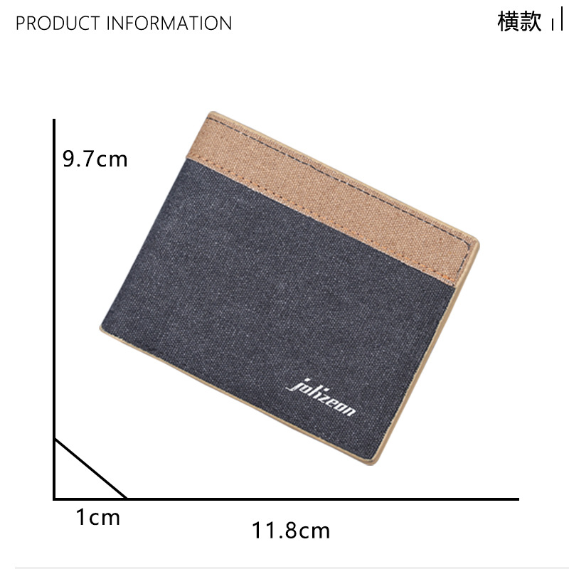Nueva cartera de lona para hombres, cartera de denim corta para hombres, cartera corta para hombres, bolso de tarjetas dobles
