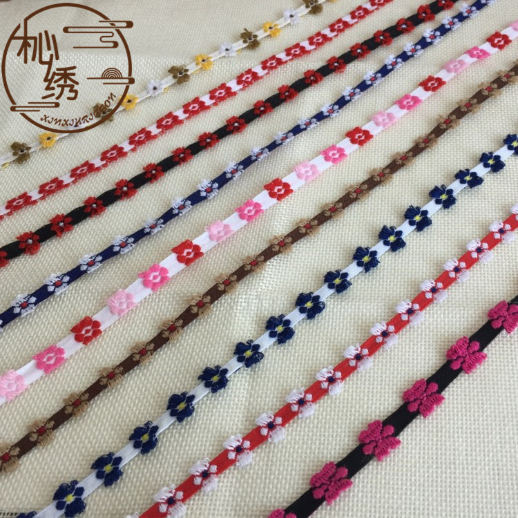 Spot wholesale handmade cloth with hair accessories micro three-dimensional embroidery lace cotton ethnic jacquard ribbon