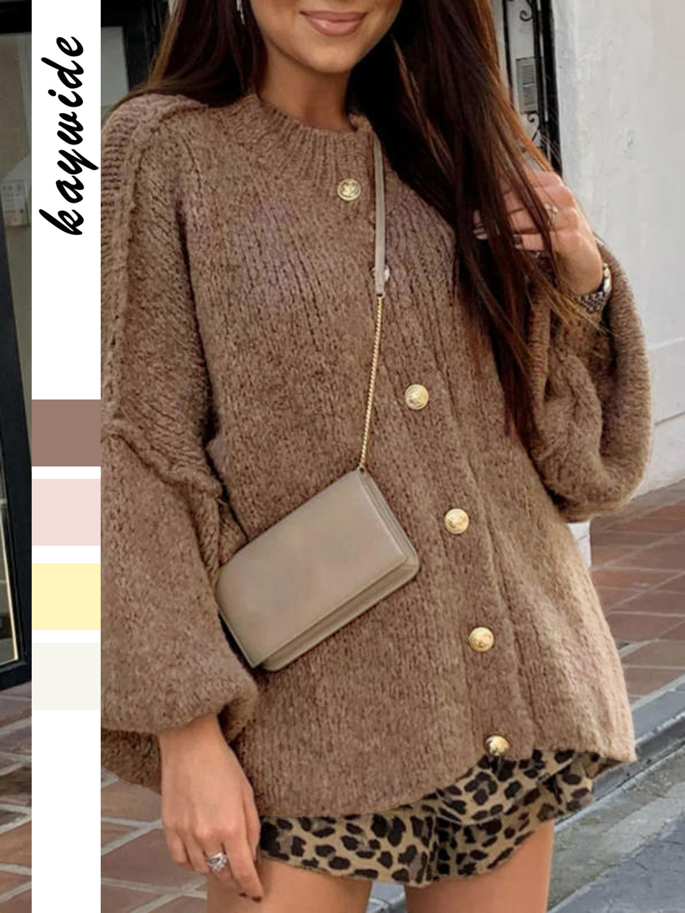 Kaikuo transfronterizo Europa y Estados Unidos camisa de botón de vacaciones casuales de manga larga suéter de mujer otoño y invierno 2025 estación independiente de Amazon