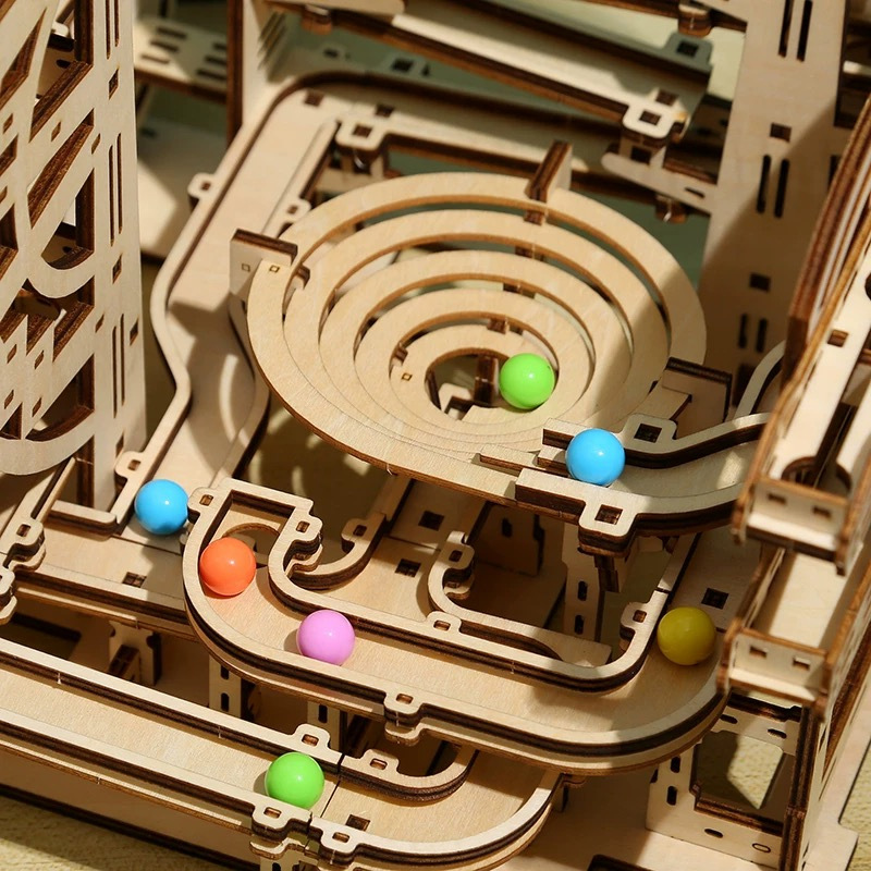 temu explosión 3D puzzle tridimensional órbita marmol laberinto juguetes de madera modelo de túnel espacio-tiempo puzzle tablero