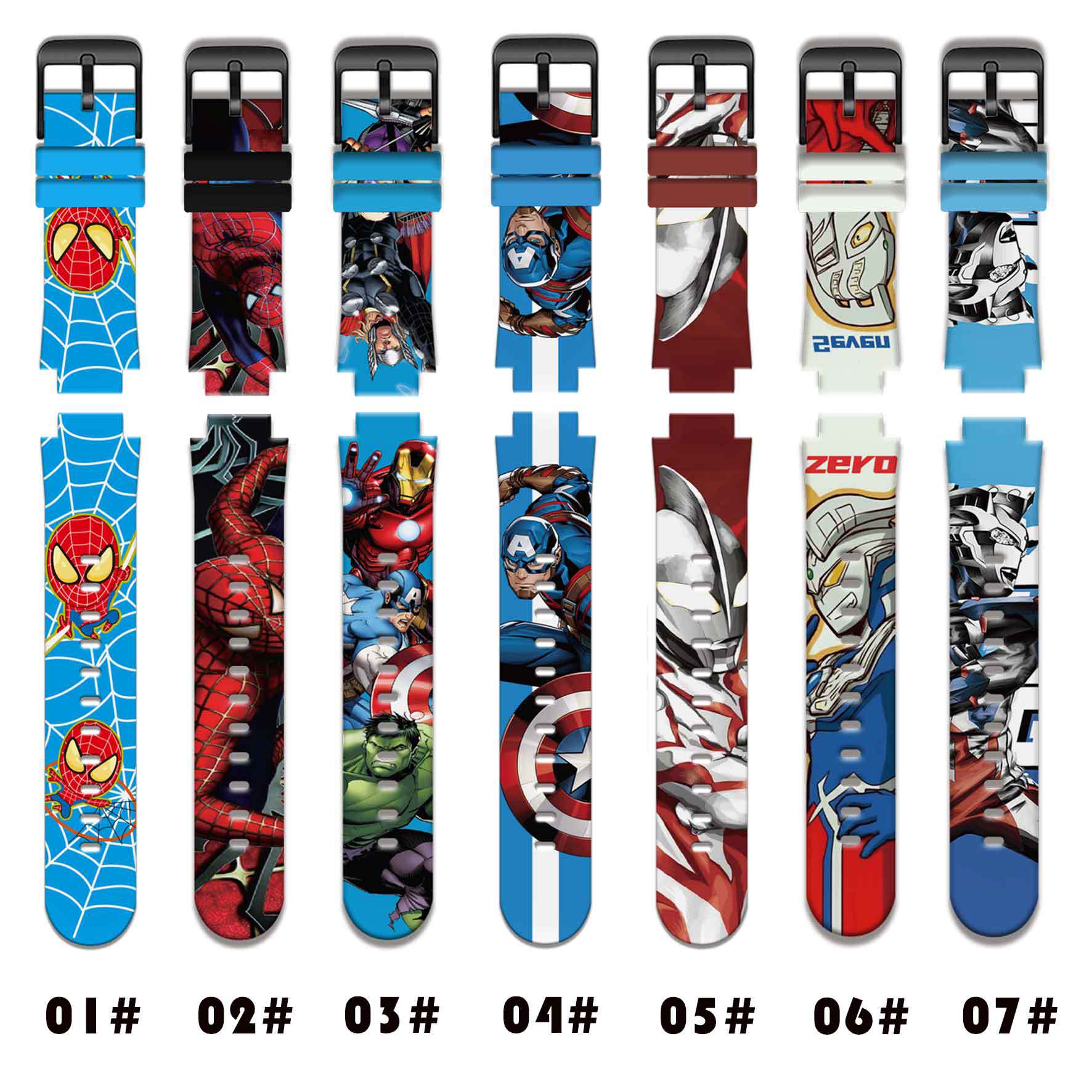 Suitable for little genius phone watch strap Marvel Spider-Man printed strap Z8/Z5/Z2/Z6A/Z1/Z7A/