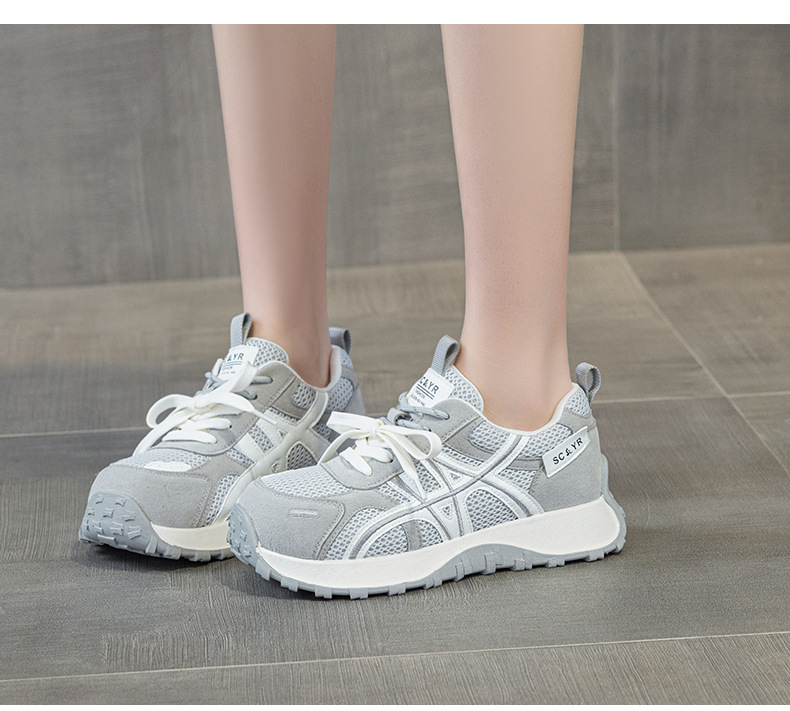Giày sneaker nữ đế dày phong cách Đức Huấn (German Trainer) mùa xuân 2026, đế bánh mì ôm eo, phối màu trẻ trung — Be 5025, Xám 5025, Vàng 5025 chi tiết 18