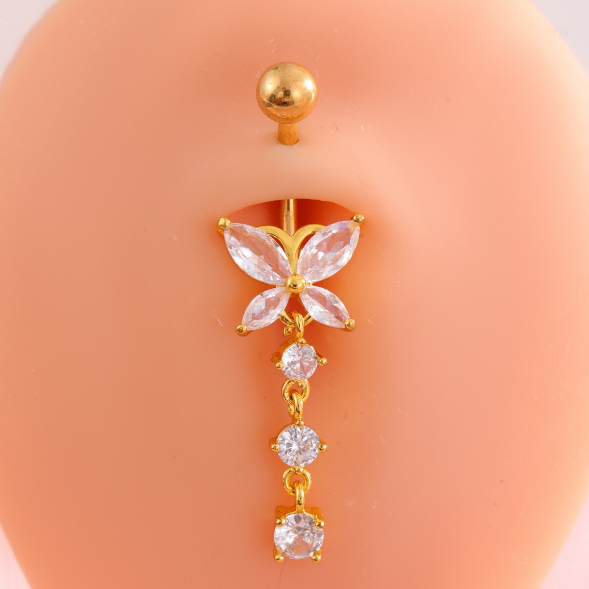 G23 へそリング愛の花蝶象嵌ジルコンへそリングヨーロッパとアメリカのクロスボーダー F136 ピアスジュエリー