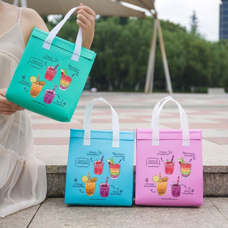 无纺布覆膜外卖餐饮打包袋批发小龙虾快餐烧烤炸鸡奶茶手提立体袋