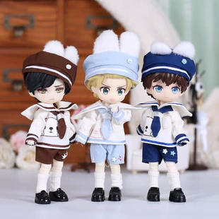 Морская матросская форма с ушками зайца для кукол ob11 12 см BJD
