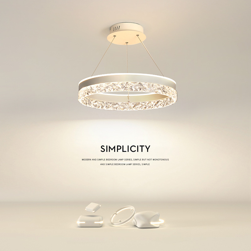 輕奢臥室吊燈現代簡約房間書房圓環吊燈高級感2023年新款主臥吊燈