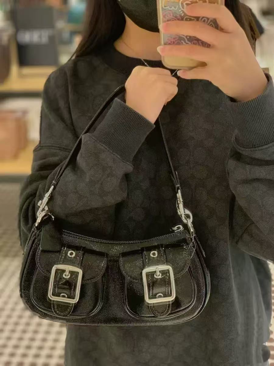Koujia 2025 New Women's Bag Ashton Retro Underarm Bag Vintage Baguette Motorcycle Bag Shoulder Crossbody Mahjong Bag - Thumbnail 6