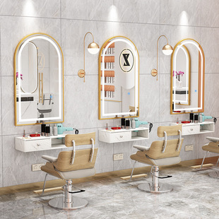 Internet celebrity hairdressing and hairdressing mirror stand hair salon mirror smart mirror integrated simple LED fashion shop special wall-mounted light hair cutting mirror