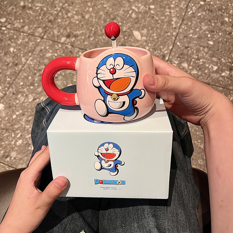 哆啦A梦正版授权马克杯高颜值可爱陶瓷杯子喝水杯咖啡早餐杯儿童|undefined