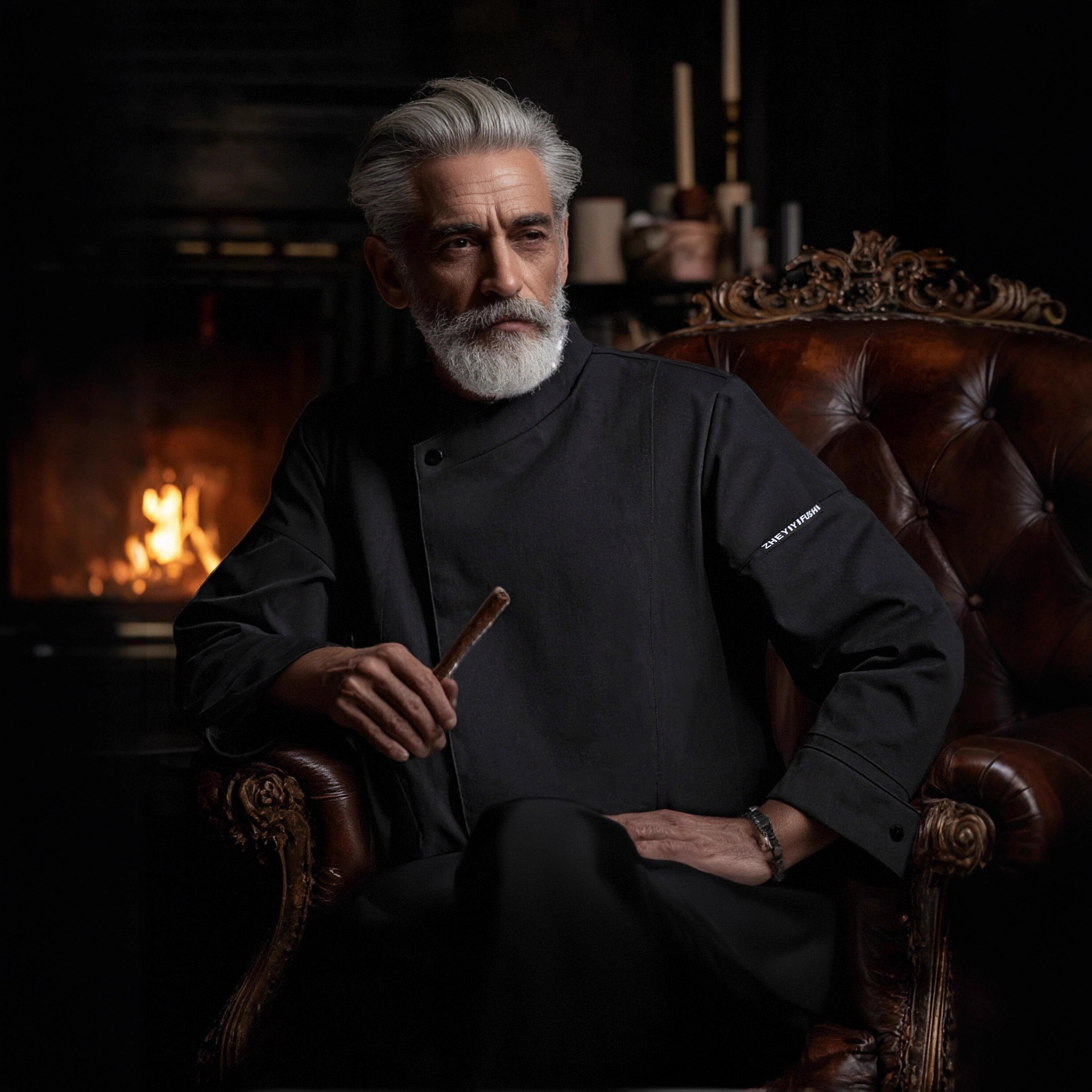 Double Split Long-Sleeved Chef Uniform 2025 Autumn and Winter Classy Hotel Catering Chef Work Clothes Canteen Restaurant Work Clothes