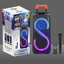 DR-8831蓝牙音箱双8寸拉杆户外低音炮RGB无线K歌广场舞大功率音响