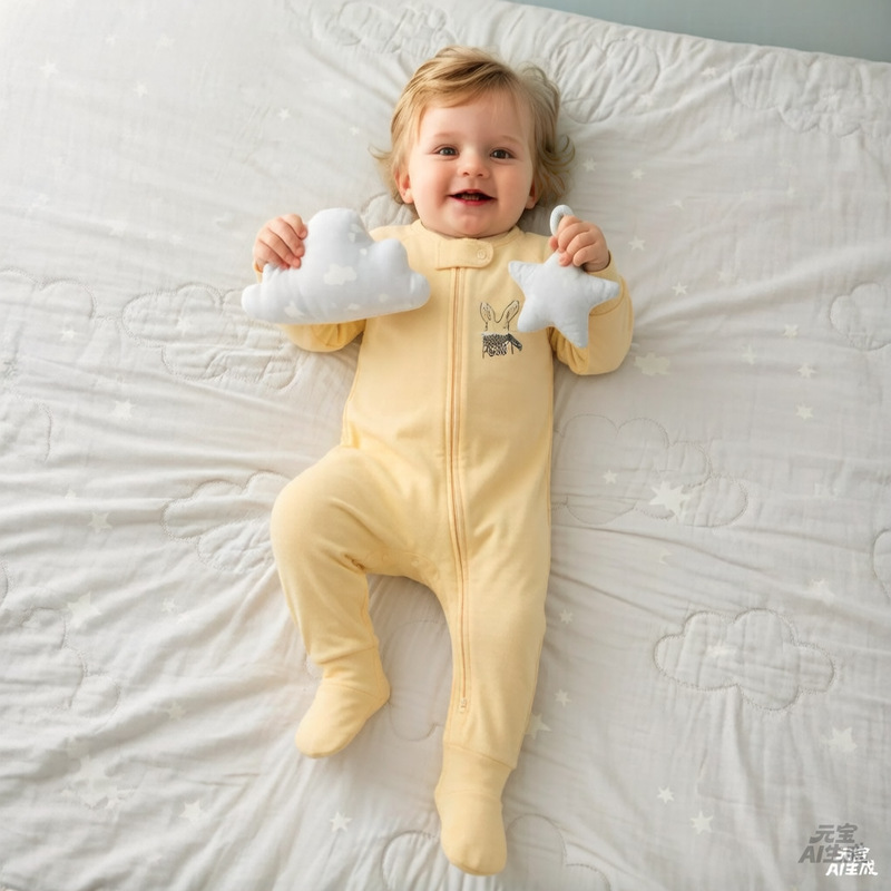 New Class A generation of baby two-way zipper baby climbing clothes Spring and Autumn long sleeve foot-covered jumpsuit