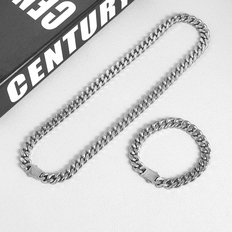 Cross-Border European and American Popular Cuban Chain, Four-Sided Grinding, Non-Fading, Personalized Lettering, Hip-Hop Fashion Men's Thick Necklace