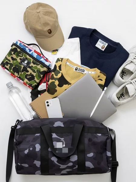 In-Stock Ape Camouflage Waterproof Cylindrical Large-Capacity Crossbody Bag Travel Handbag Storage Bag Sports Bag Material Bag