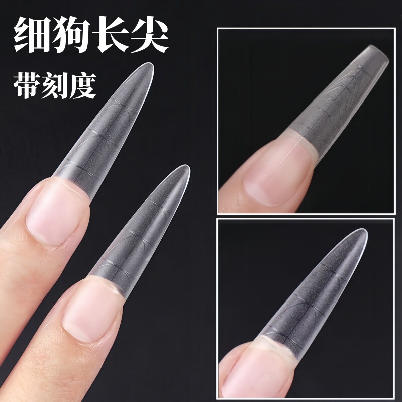 Street-Style Thin Dog-Shaped Nail Tips with Auxiliary Lines, Long Pointed Tips, Full Coverage, European and American Style, Seamless Matte Finish, No Filing Required, Nail Salon Nail Stickers Street-Style Thin Dog-Shaped Nail Tips with Auxiliary Lines, Long Pointed Tips, Full Coverage, European and American Style, Seamless Matte Finish, No Filing Required, Nail Salon Nail Stickers