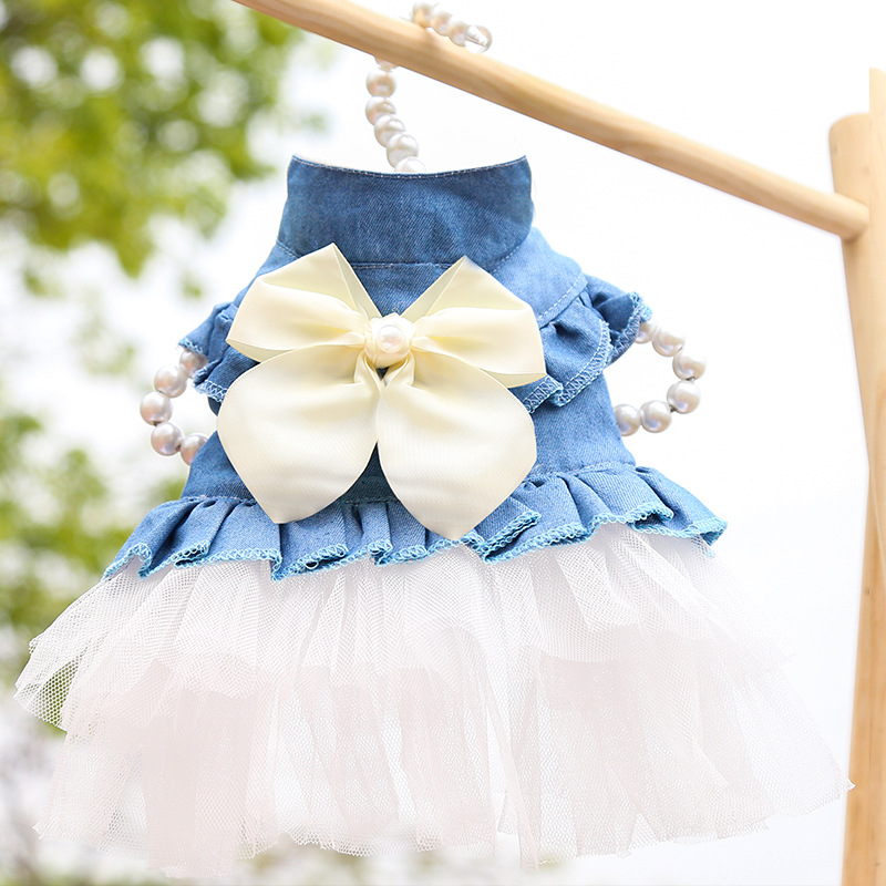 Princess Denim Bow Knot Pet Clothing display picture 6