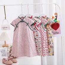 童装女童碎花旗袍中国风韩版宝宝薄款裙子棉质短袖a字汉服批发