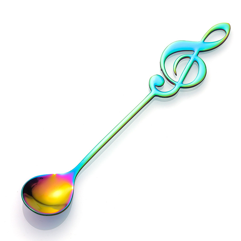 304 cuchara de música de acero inoxidable creativo nota musical forma café postre cuchara de oro regalo transfronterizo en stock al por mayor