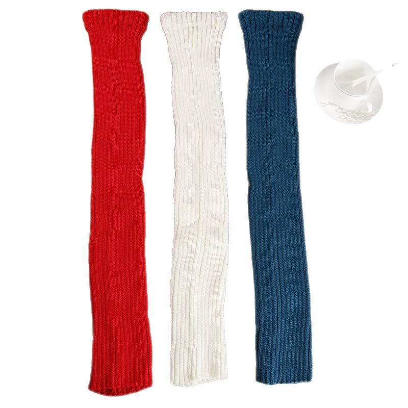 Long keep warm knitted woolen multicoloured gaiters, increased thickness