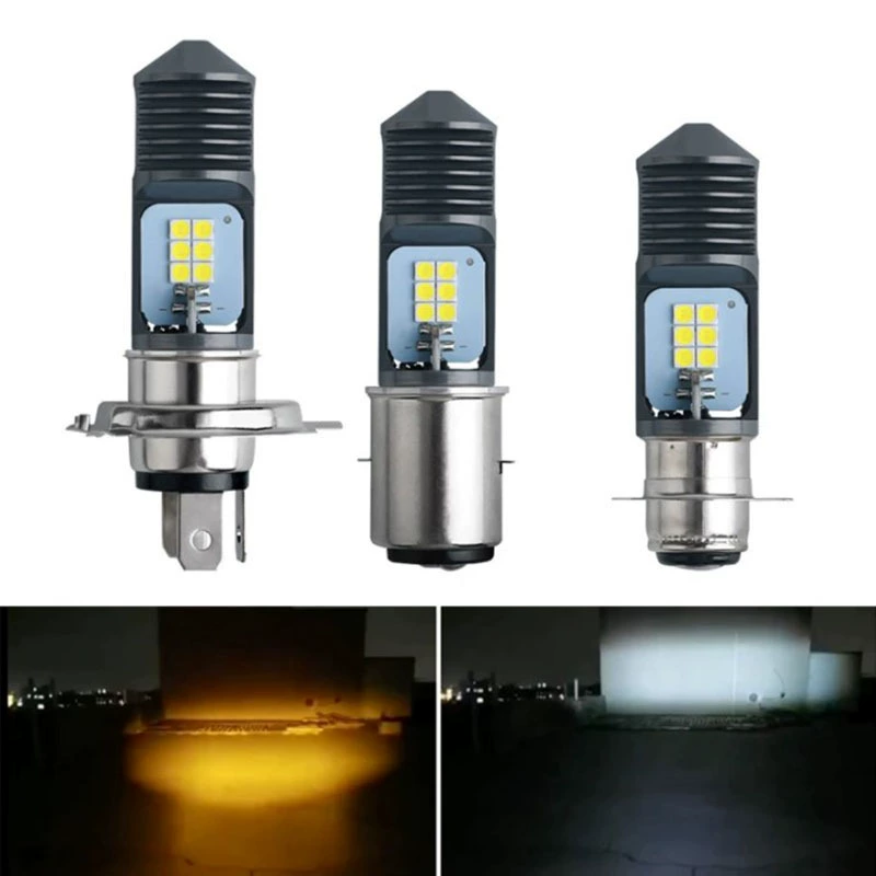 Motorcycle LED headlight dual-color BA20D P15D H4 3030 12SMD electric vehicle H6 single claw steering light