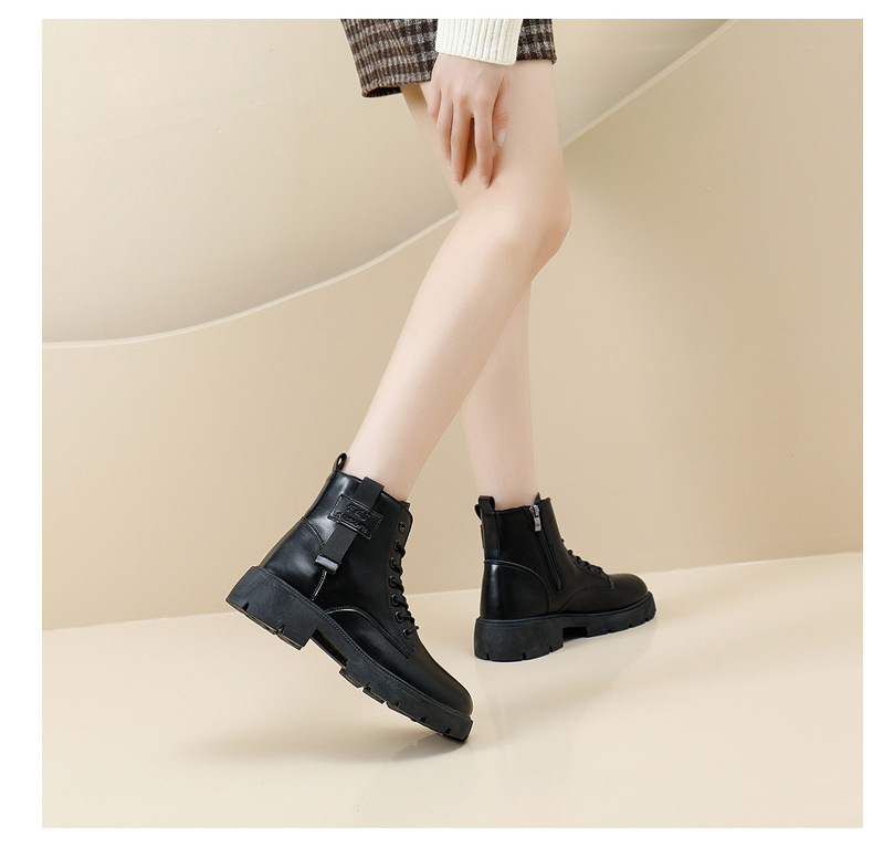 2023 Syksyn uusi brittiläinen paksupohjainen naisten opiskelija lyhytsaappaat sivussa vetoketjullinen moottoripyörän saappaat_voghion.com