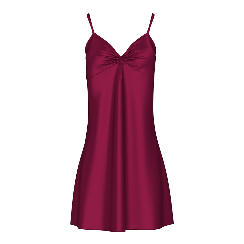 Yaoting 2023 Amazon pijamas de seda hielo las mujeres del verano backless Correa corto Camisón con almohadilla pecho homewear 3239