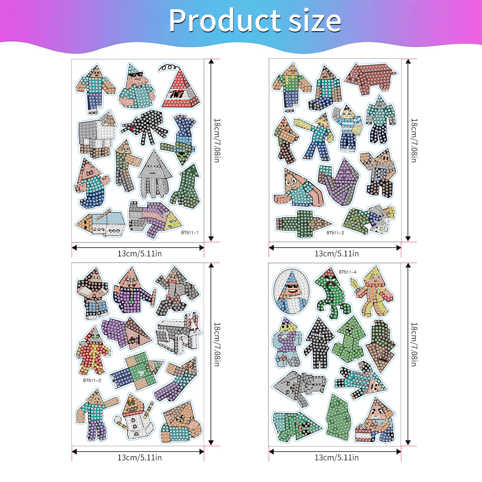 Pintura de Diamantes, Juego de Dibujos Animados de Minecraft, PVC, Pegatinas de Diamantes Hechas a Mano para Niños, Venta al por Mayor