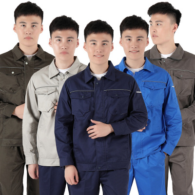工作服定 做定 制批发春秋长袖套装劳保服电子厂车间免费印图logo