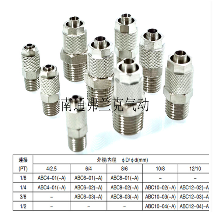 原装亚德客锁母直通终端接头ABC4-01 ABC4-02 ABC4-03 ABC4-04