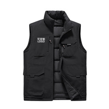 户外秋冬季2025新款加棉保暖男士马夹双面穿背心多口袋大码棉马甲